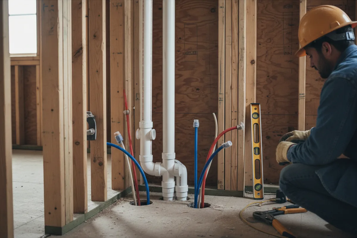 Drain and supply rough-in during Sump Pump Repair in Mohnton